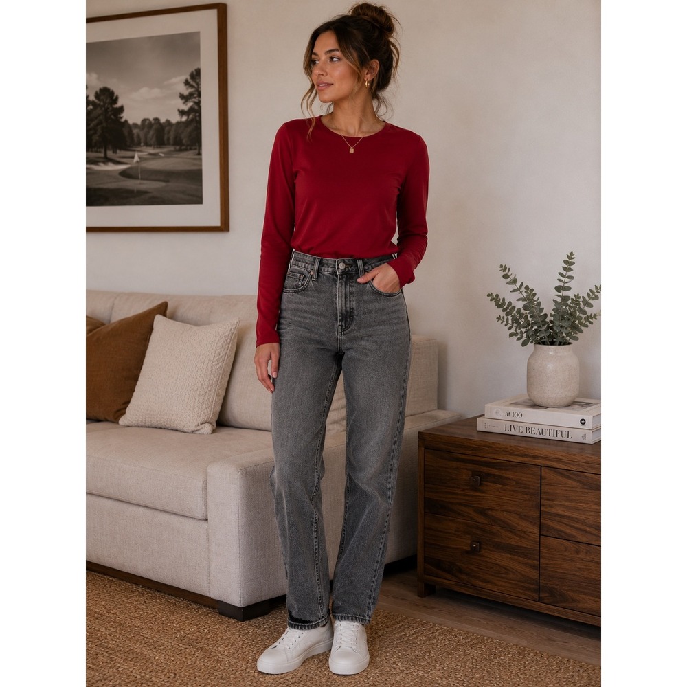 Abercrombie & Fitch Curve Love High Rise Mom Jeans Washed Black 27/4 Tapered Leg